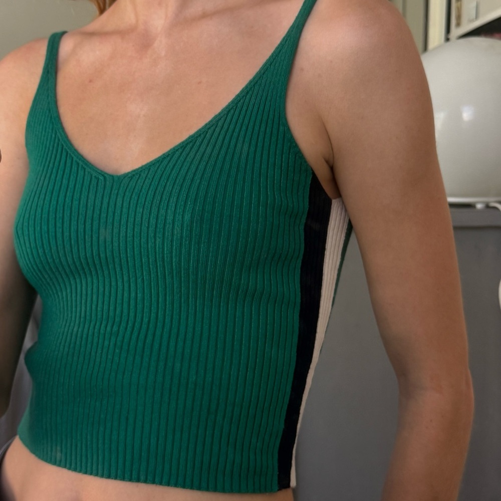 Green Ribbed Women's Tank